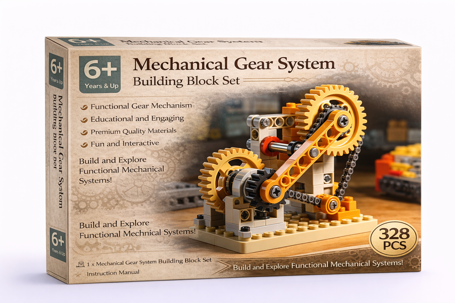 Mechanical Gear System Building Block Set